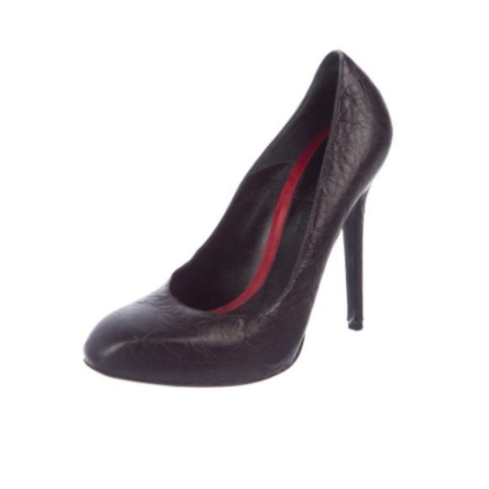 Alexander McQueen Leather Pumps Size 8.5 Embossed Pointed Toe Shoes 5.25" Heels